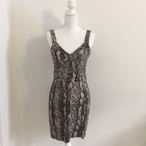Body-con snake print shift dress with straps